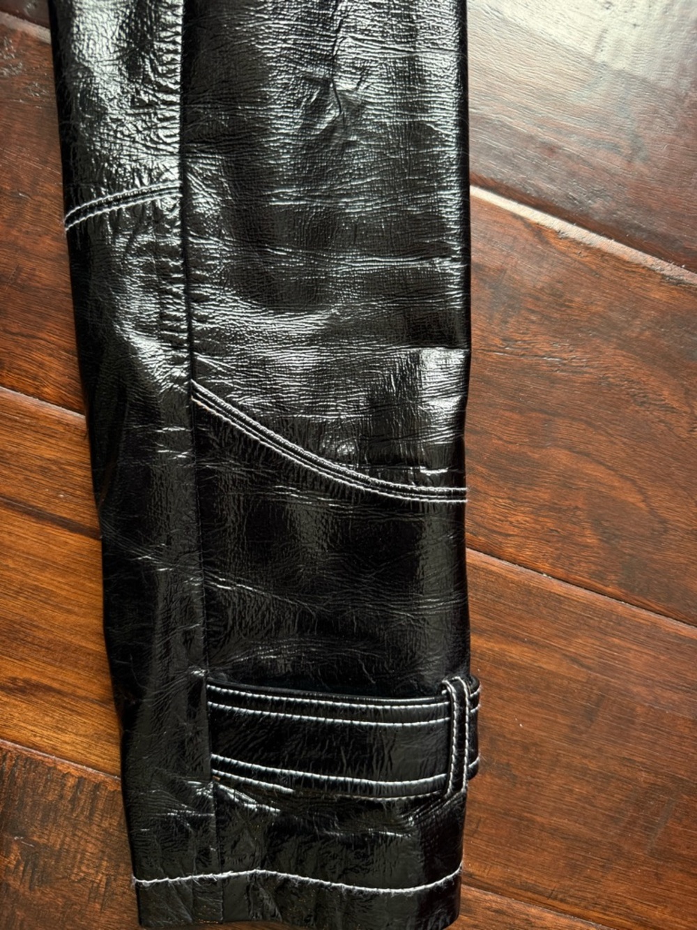 Y2K Black Patent Leather 60s Mod Style Trench Coat - Picture 2 of 11